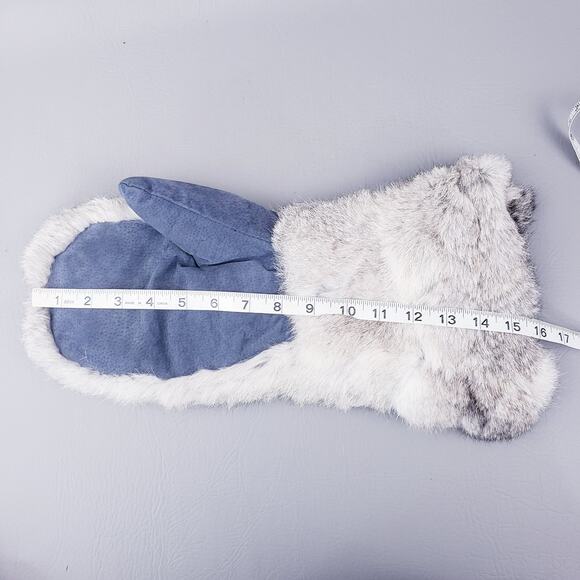 Genuine Rabbit Fur Gloves Mittens Long Mittens Men's Size Small Sherpa Lined - Picture 7 of 9